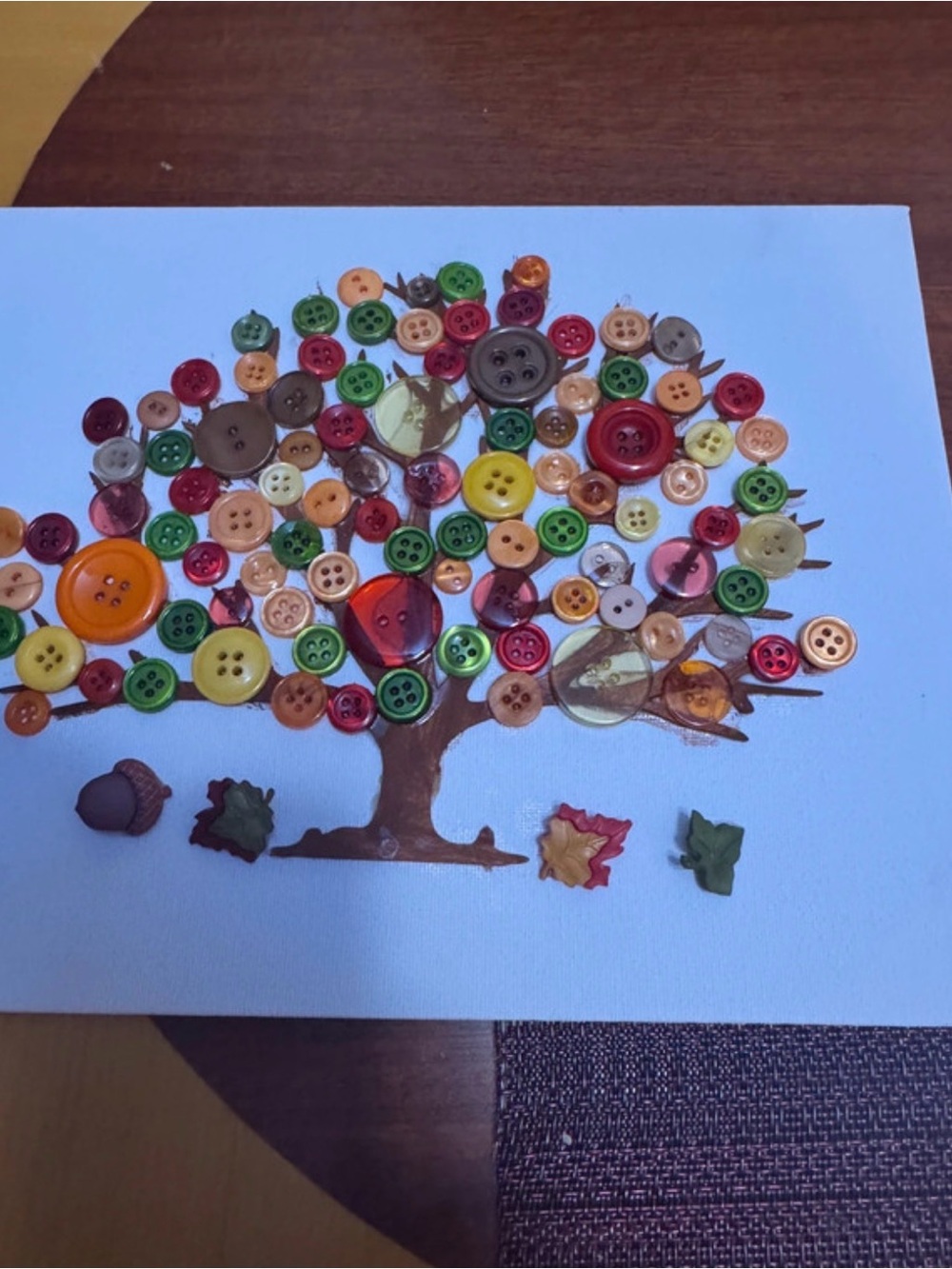 Handcrafted Button fall tree Wall Art - Multicolor